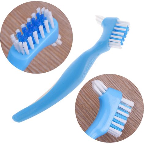 Lot de 5 brosses double face pour le nettoyage des prothèses dentaires. (1/5)