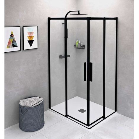 Polysan Altis - Duschkabine 100 x 80 cm, L/R-Ausführung, Antidrop, klares Glas/mattschwarz AL1512BAL1582B (1/5)