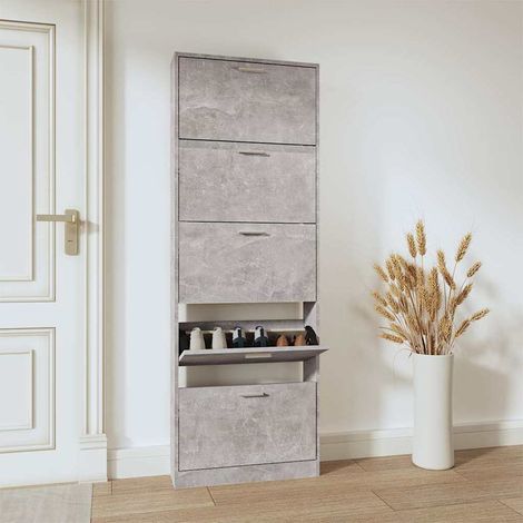 vidaXL Armoire à chaussures Gris béton 59x17x169 cm Bois d'ingénierie (1/5)