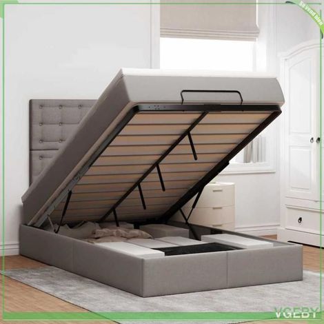 Cadre de lit ottoman avec matelas - 3314166 - 120x200 cm - Taupe - Rangement hydraulique (1/5)