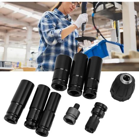 Ensemble de 9 pièces comprenant une clé à douille pneumatique, une clé à vis et écrou de 1/2", une clé électrique, une perceuse à douille hexagonale allongée et un tournevis pneumatique. (1/5)