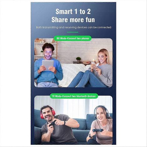Adaptateur Bluetooth QCC5.4 amélioré, récepteur Bluetooth émetteur 2-en-1 pour TV, ordinateur et deux appareils (avion). (1/5)
