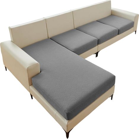 Copridivano Elasticizzato Robusto a L 4 Pezzi Grigio Scuro (1/5)