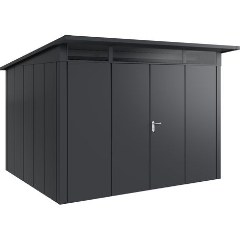Hörmann Metall-Gerätehaus "Juno" mit Pultdach, JPD13 - Design, 310 x 262 cm (B x T), anthrazit, 2-flüglige Tür (1/5)