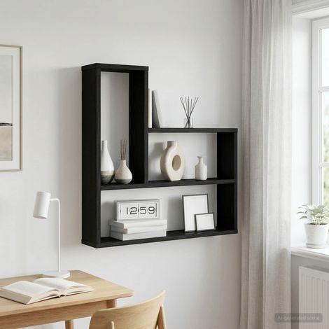 vidaXL Étagère Murale Chêne noir 60 x 11 x 60 cm Bois d'ingénierie (1/5)