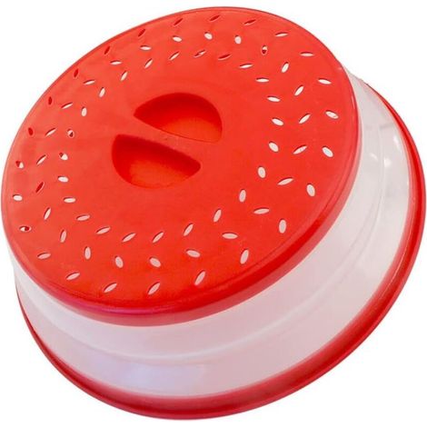 Cloche alimentaire pliable pour micro-ondes - Passe au micro-ondes et fait également office de filtre - 27 cm Rouge (1/5)