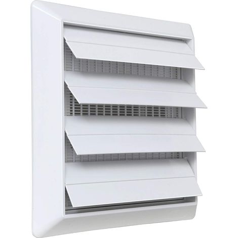 La Ventilazione S19157RB Griglia di ventilazione da Sovrapporre in ABS, Bianco, con Alette a gravità e rete antinsetti. Dimensioni 185x185 mm (1/4)