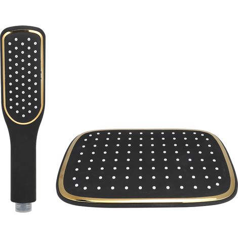 Schwarzes G1/2-Zoll-ABS-Duschkopf- und Handbrause-Set für Badezimmer, 25,5 x 19 cm und 24,5 x 5,5 cm (1/5)