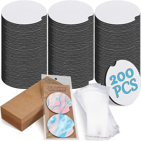 Sublimation voiture sous verre vierge lot 200 pièces 2 76 pouces vierge sublimation sous verre 100 adhésif sac et