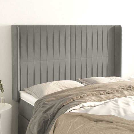 vidaXL Cabecero con orejas de terciopelo gris claro 147x16x118/128 cm (1/5)