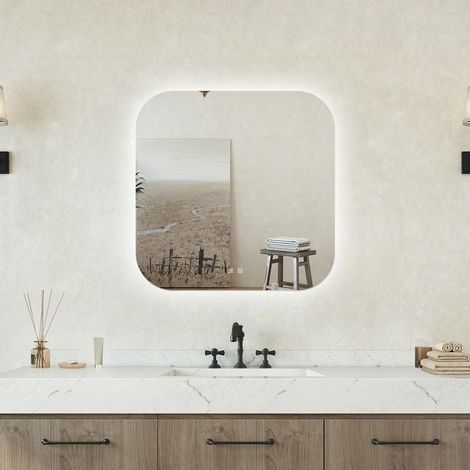 Specchio bagno Ovale 80x80cm Retroilluminato Con Led, Antiappannamento + 3 Luci (1/5)