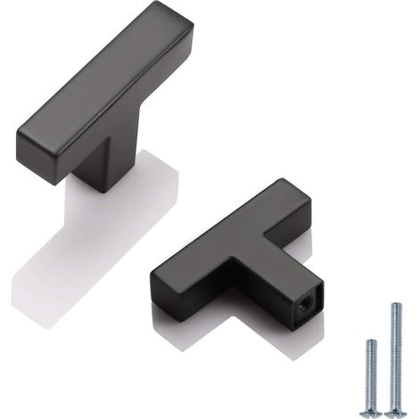 Ensemble de 2 poignées de porte de cuisine en acier inoxydable noir de 12 x 12 x 50 mm - pour meubles et tiroirs