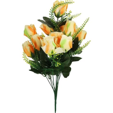 Ramo artificial de 9 rosas amarillas, de 45 cm de altura. (1/3)