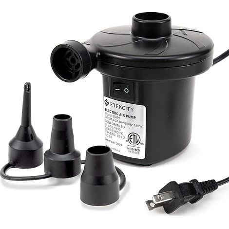 Pompe Électrique À Air - 130 W - 0,55 PSI - Pour Matelas Gonflables, Flotteurs De Piscine, Meubles Gonflables - 3 Embouts Inclus - Noir (1/3)