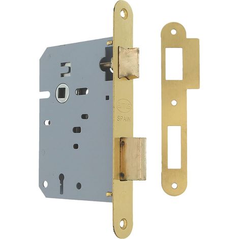 Serrure à mortaise Entrée 60/68 mm Serrure pour portes en bois Avec Gorja Key sur Square Edge Clé vierge Laiton mat (1/4)