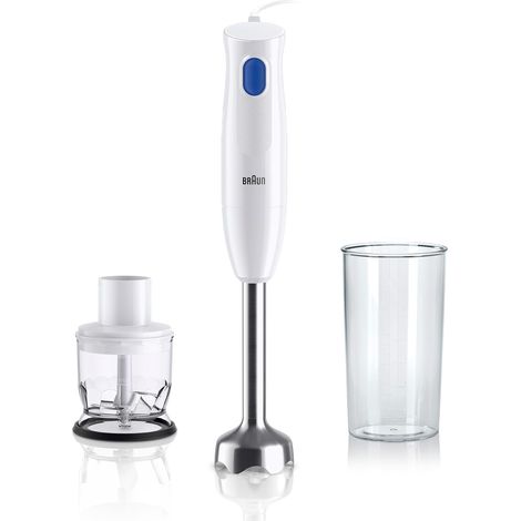 Mixeur Plongeant Léger avec mini-hachoir pour Soupes, Smoothies et Purées Bébé, Verre Doseur 600 mL, 450W, Blanc (MQ10.201MWH) (1/5)