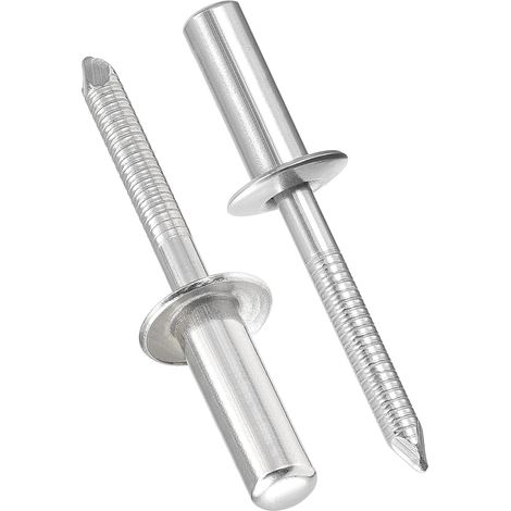 Lot de 25 rivets aveugles de 6,4 mm x 20 mm, rivets pop à extrémité fermée en acier inoxydable 304 pour métal, rivets en acier scellé avec mandrin de traction pour construction, machines (1/4)