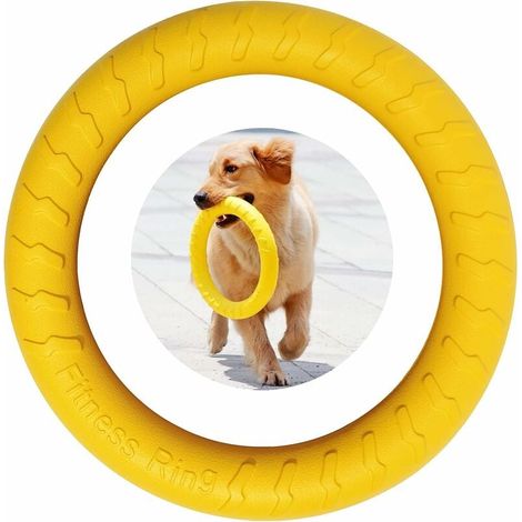 Dog Fitness Ring, Dog Bite Ring, Dog Agility Exercise Equipment, Interactive Tug of War Training Ring for Small and Large Dogs，29cm(Yellow,Large) (1/5)