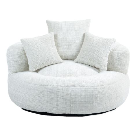 Fauteuil de détente confortable et résistant à dossier haut, avec repose-pieds et 3 coussins (convient aux adultes et aux enfants) fauteuil de jeu individuel pour la chambre ou le bureau (velours bei