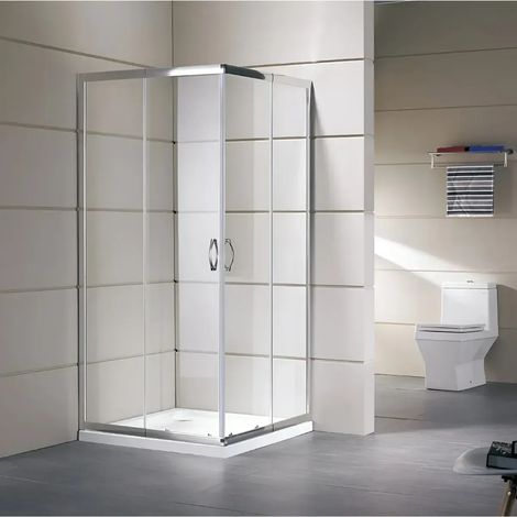 Box Doccia 75x75 Cristallo Temperato 4mm Angolare Ante Scorrevoli