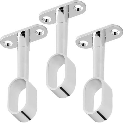 3 pièces Support de tringle d'armoire pour tringles à vêtements ovales Chrome poli Réglable en hauteur (1/3)
