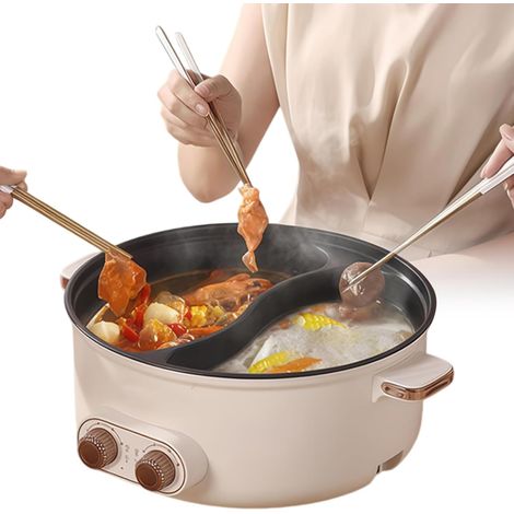 Hot Pot électrique, 5,5 L, Double Récipient avec Deux Régulateurs, Mijoteuse électrique 1600 W avec Séparateur - 3 Vitesses, Hot Pot Multifonctionnel pour Rôtir, Préparer Des Ramen, Faire de la Fondue (1/5)