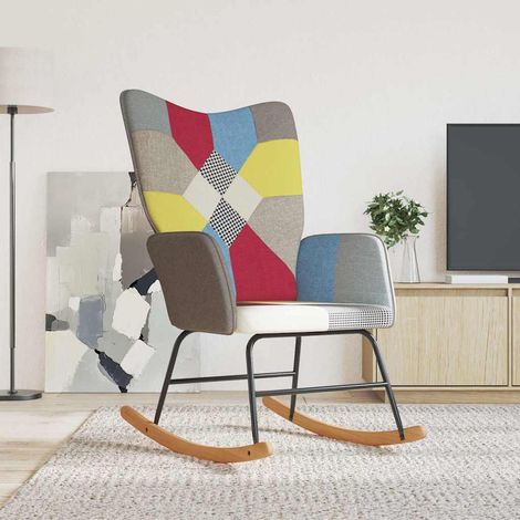 vidaXL Chaise à bascule Patchwork Tissu (1/5)
