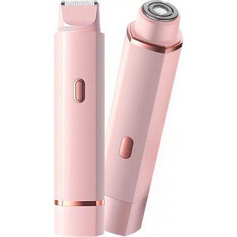 2-in-1 Haarentferner für Damen – Doppelkopfrasierer – Bikinizonentrimmer – Abnehmbar & Waschbar – Komfortabel & Sanft – Körperhaarentferner für Damen – Rosa (1/5)