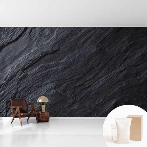 Papier peint intissé décoratif avec motifs pour salon et chambre a motif - Colle incluse gratuite Structure en pierre 416x254 cm (1/5)