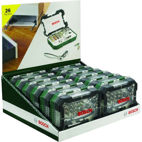 Set 26 unidades atornillar incluye puntas vasos carraca BOSCH 2607017322
