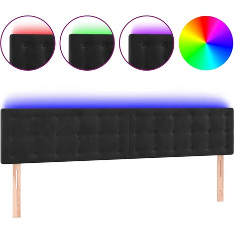 Tête de lit,Panneau décoratif à LED Noir 180x5x78/88 cm Velours CFW2010528 (1/5)