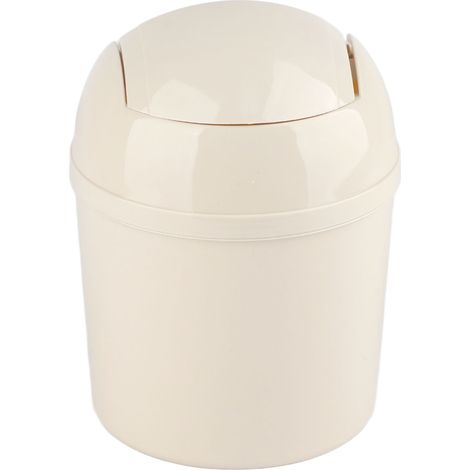 Mini poubelle de bureau en polypropylène, compacte et élégante, avec couvercle, idéale pour la cuisine, le bureau, la chambre ou le salon (blanche). (1/5)