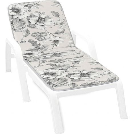 Cuscino Sdraio Lettino Morbido Materassino Pieghevole Giardino Prendisole Fiore Bianco Nero