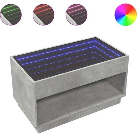 Maison Exclusive - Couchtisch mit Infinity-LED Betongrau 90x50x50