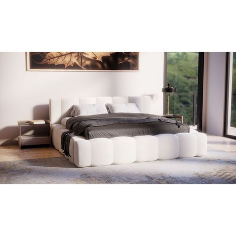 Polsterbett Doppelbett LIZETH 120x200cm Komplettset Stoff Perfect Harmony Creme