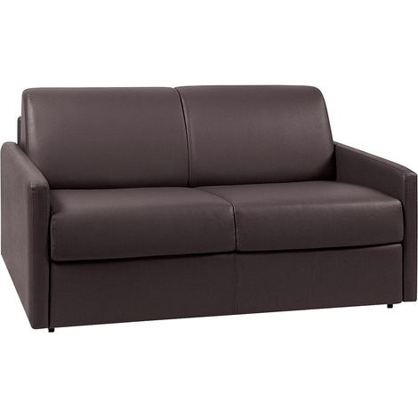 Divano letto 2 posti a ribalta in similpelle Marrone - Larghezza Materasso 120 cm memory foam - Spessore da 22 cm - CALIFE