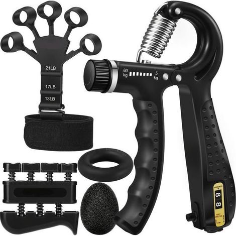 Lot de 5 Entraîneur de main, Entraîneur d'avant-bras kit, poignée 5-60 kg, Entraîneur d'avant-bras de main, Grip Force de préhension (1/5)