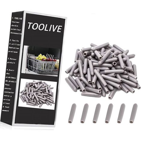 Capuchons pour Lave-Vaisselle [100 Pièces], Couvercle De Panier De Lave-Vaisselle, Capuchon du Lave-Vaisselle pour Protéger Les Broches pour Panier à Vaisselle, Antirouille(Gris) (1/5)