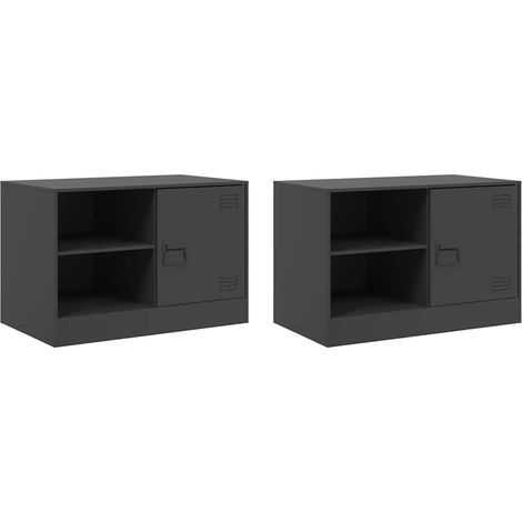 Maison Exclusive - TV-Schränke 2 Stk. Schwarz 67x39x44 cm Stahl