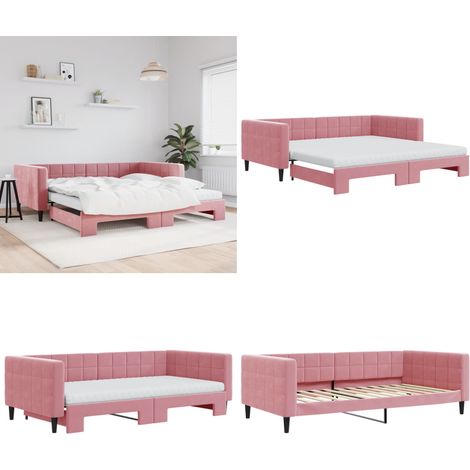 vidaXL Tagesbett Ausziehbar mit Matratzen Rosa 100x200 cm Samt (1/5)