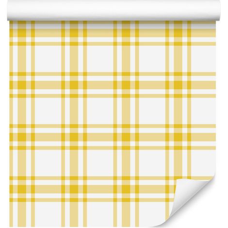 Carta da parati a quadri giallo crema per soggiorno e camera da letto, 50x1000 cm (1/5)