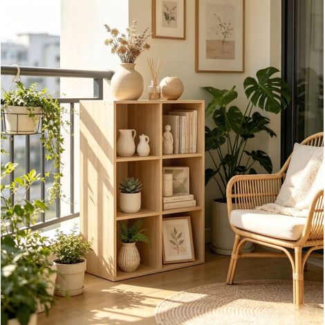 Offenes Würfelregal 6 Fächer 59,6 x 89 x 29 cm E1 Holz OKMYHOME (1/5)