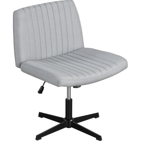 COSTWAY Cross Legged Desk Chair Armless Office Chair No Wheels Height Adjustable Swivel Wide Seat Grey (1/5)