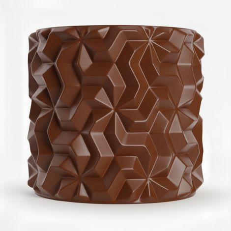 Cache-pot marron à motif géométrique 3D pour plantes en mezzanine (1/3)