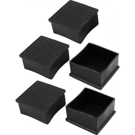 Lot de 5 embouts de protection en caoutchouc noir pour pieds de meubles, compatibles avec les pieds de chaises (60 x 60 mm). (1/4)