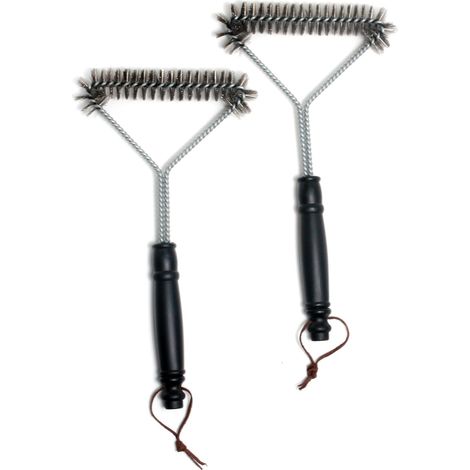 Brosse pour barbecue, brosse de nettoyage de gril, brosse de nettoyage de gril en fil d'acier à trois côtés de 12 pouces brosse de gril pratique, 2 pièces (1/3)