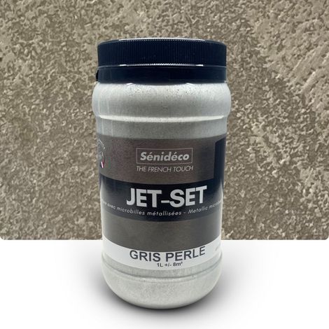 Peinture décorative effet métallisé avec billes de verre – JET SET 1L pour 10m² Coloris Gris Perle (1/5)