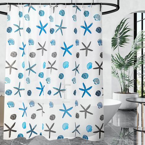 180 x 180 cm, PEVA-Duschvorhang, schimmelresistent, weiß, blau, transparent, aus PEVA, wasserdicht, antibakteriell, für Duschen