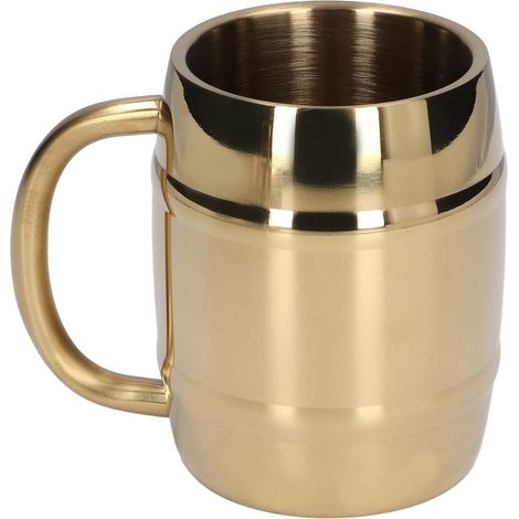Kaffeebecher, Edelstahl-Wasserbecher, doppelwandige Wärmeisolierung mit geschweißtem Griff, großes Fassungsvermögen für Büro, Camping, Restaurant, Zuhause (420 ml) (1/5)