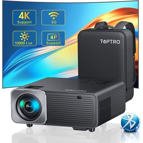 Vidéoprojecteur - TOPTRO - 4K - 10000 Lumens - WiFi - Bluetooth - Correction 4P/4D